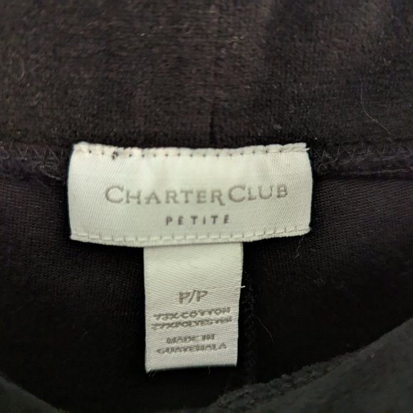 Ladies Black Velour Lounge Pant Drawstring 30-in Inseam Charter Club Petite P/P - Picture 5 of 8